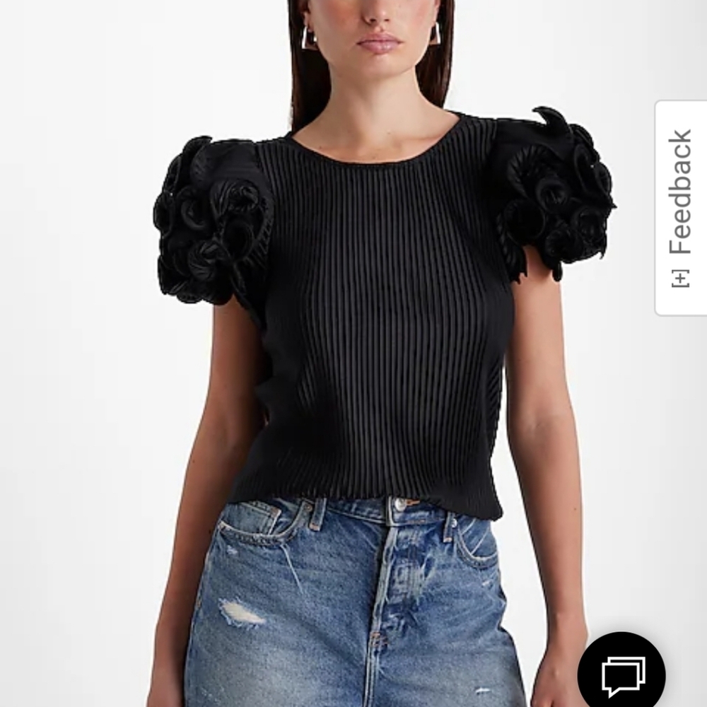 Express Rosette Sleeve Blouse